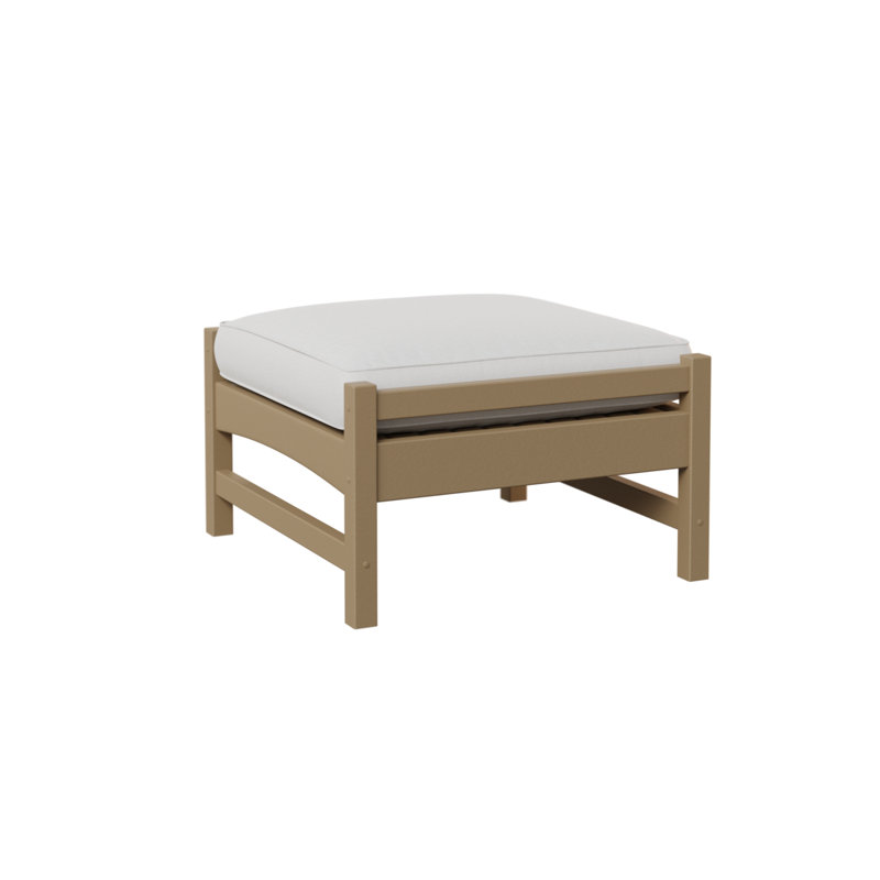 Repose-pieds Camden, Dupione Celeste, Bois vieilli