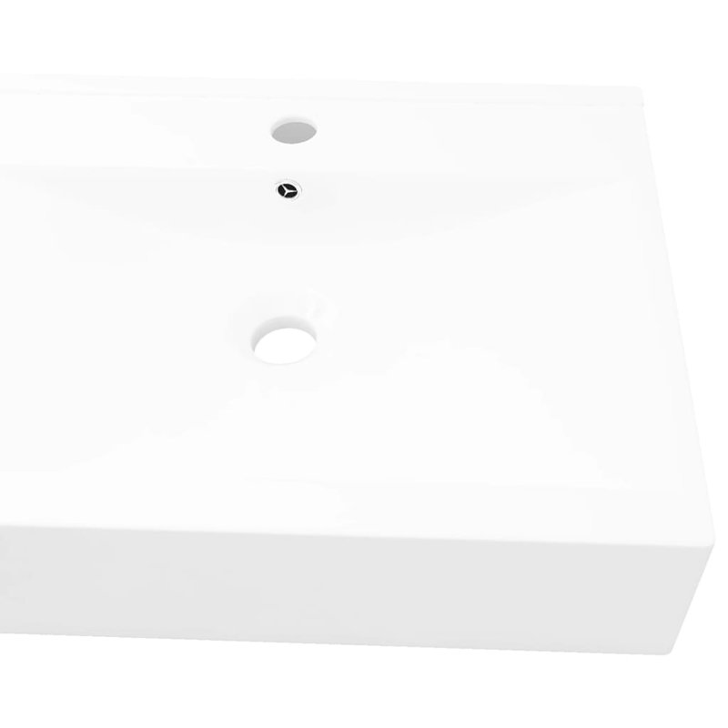 Lavabo de salle de bain mural rectangulaire en céramique, Blanc