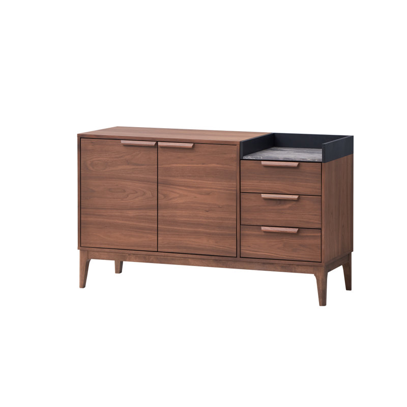 Bevis Server, Engineered Stone & Walnut Finish DN02419