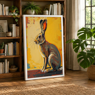 Upright Hare Botanical - Wrapped Canvas