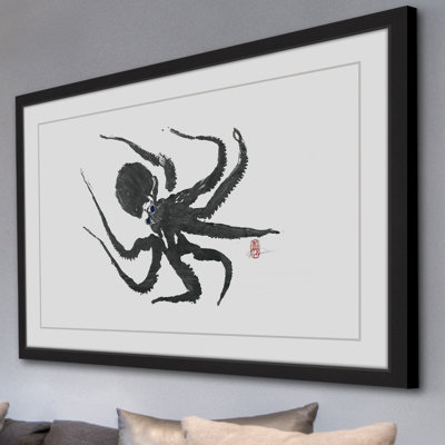 « chasse d’octopus », reproduction d’art encadrée