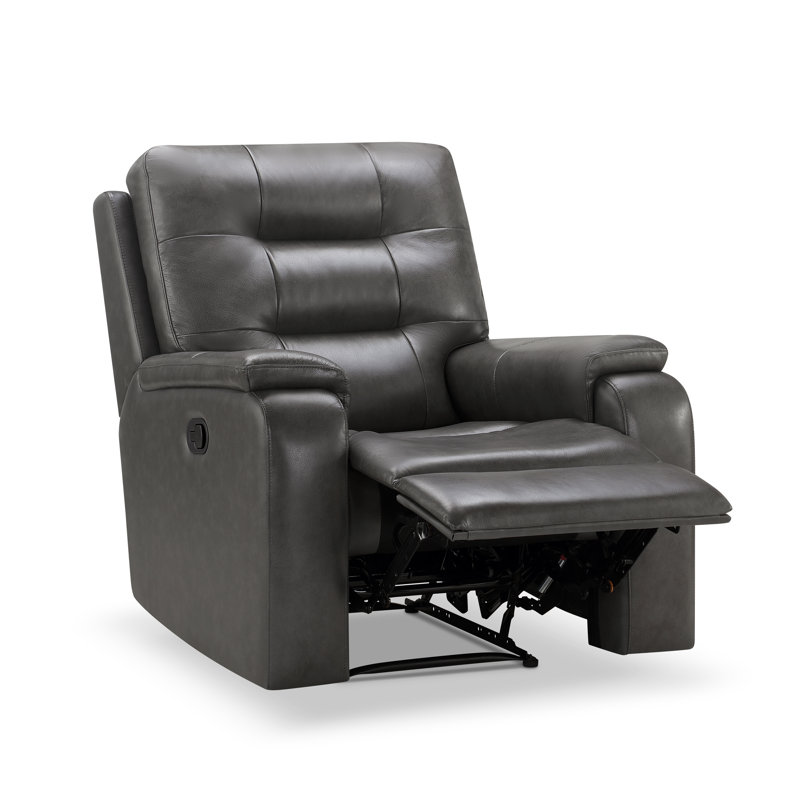 Ashliy Recliner, Gray Genuine Leather