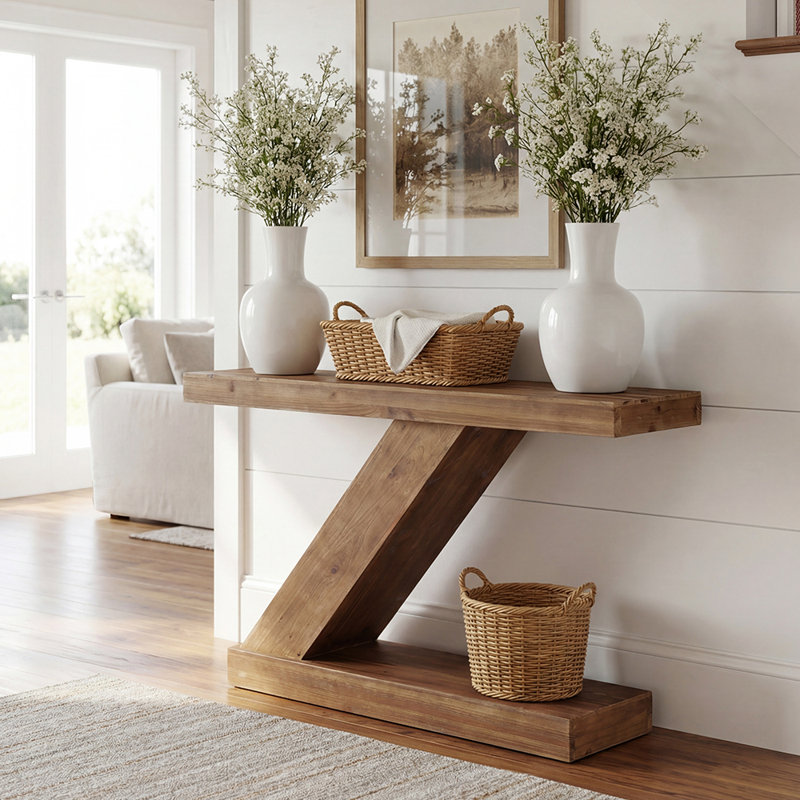 41.3" Z-Shaped Console Table for Living Room, Entryway, Hallway