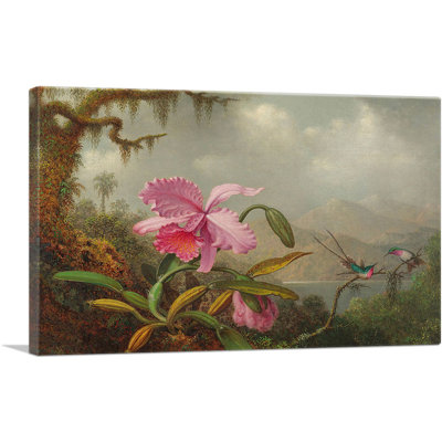 " Orchids And Hummingbirds 1890 " by Martin Johnson Heade Painting Print