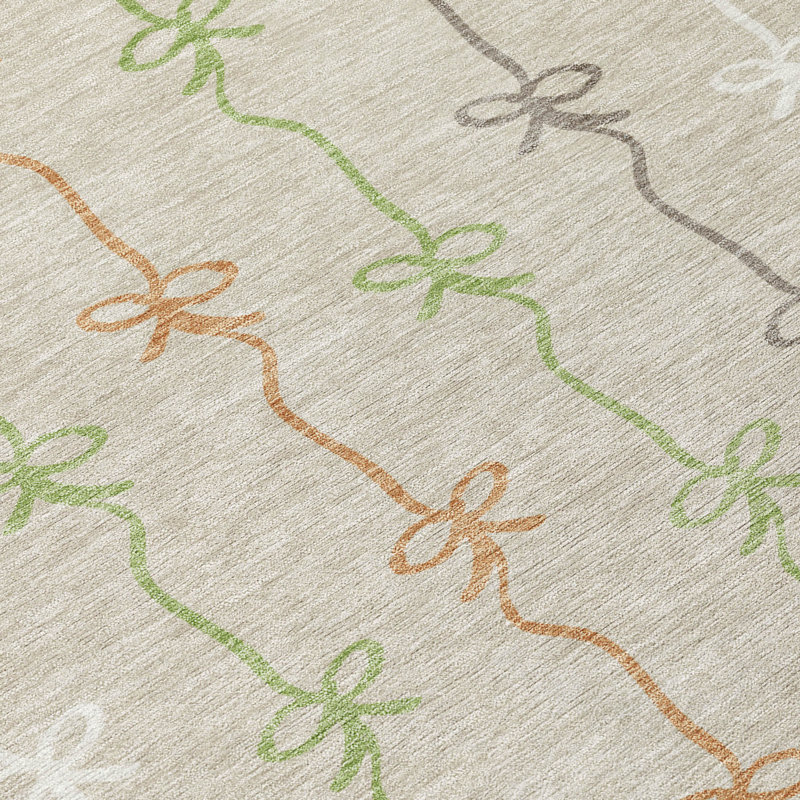 Machine Washable Indoor/Outdoor Chantille ACN2593 Kids Rug, Beige, 9' x 12'