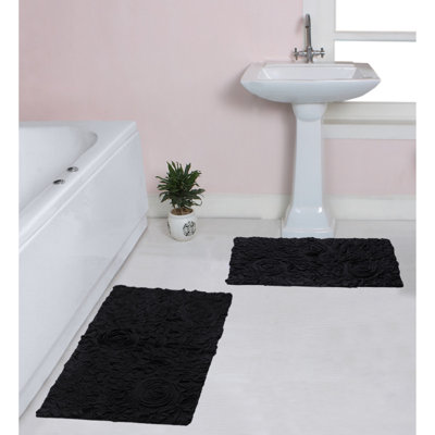 Freida Rectangle 100% Cotton 2 Piece Bath Rug Set