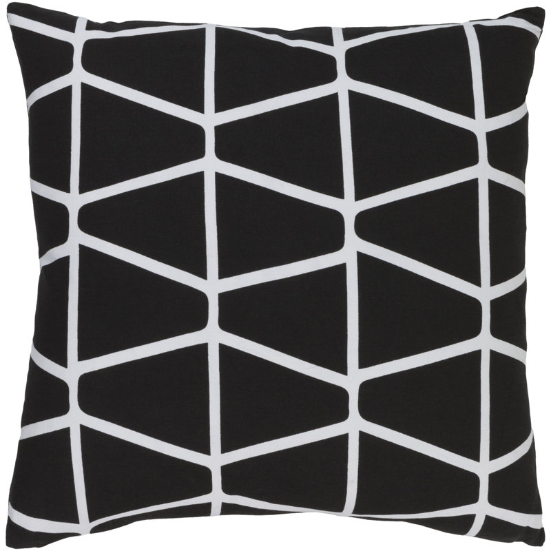 Ochoa Cotton Throw Pillow, Polyester/Polyfill, 22" x 22, Black / Ivory