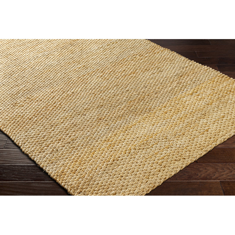 Edgemere Solid Color Hand Braided Jute Area Rug in Khaki, Rectangle 10' x 13'