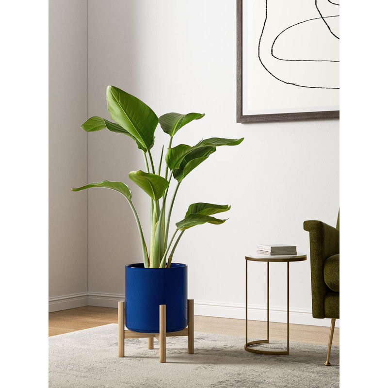 Sapphire Blue Ceramic Indoor Planter Set with Drainage, 10/8/6 Inch