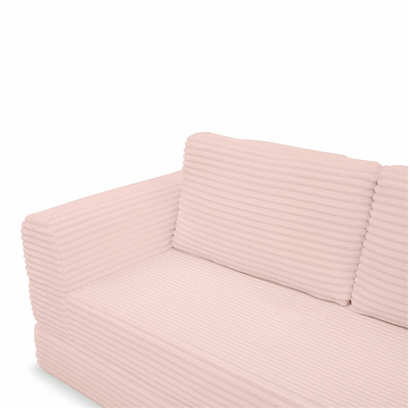 Canapé-lit pliant convertible 2-en-1, canapé-lit en velours côtelé moderne avec 2 * oreillers, causeuse futon rembourrée et désossée avec lit escamotable, canapé modulaire pliable pour le salon - rose