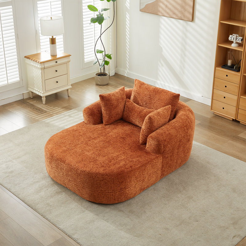 Upholstered Chaise Lounge, Orange