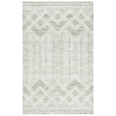 Pine Hand Tufted Wool;Cotton Geometric Rug