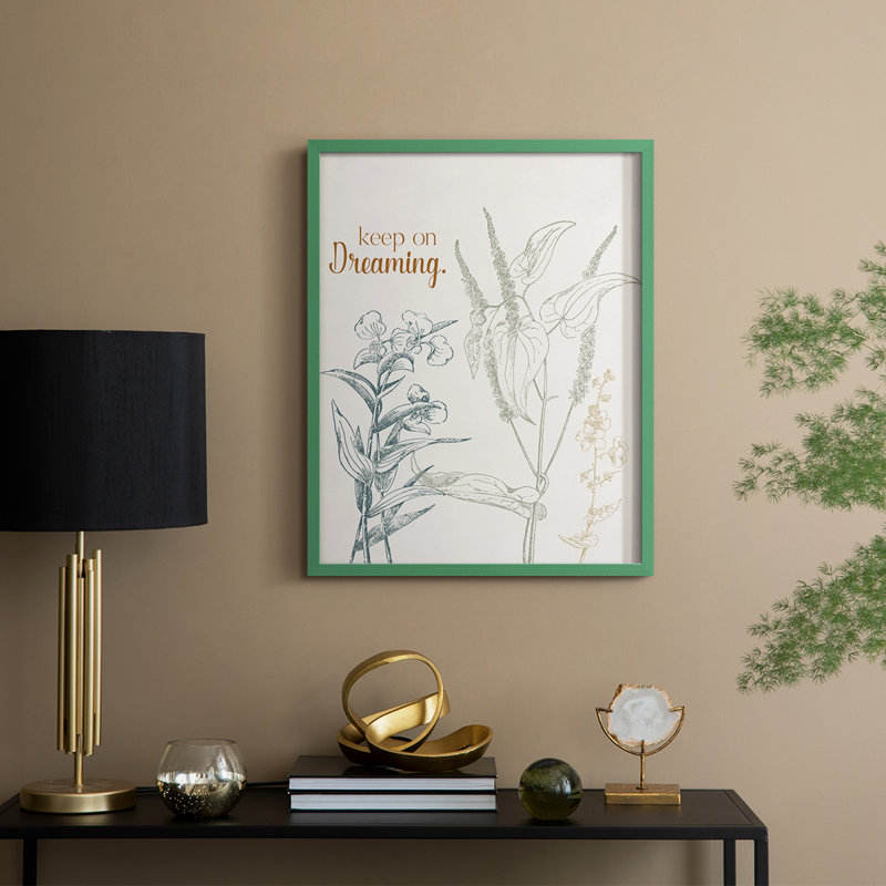 «Keep on Dreaming», reproduction encadrée - bois massif, H 15 po x l 12 po, Vert