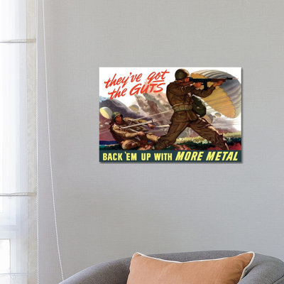 WWII Poster Of Airborne Troops Parachuting Into Battle I by Stocktrek Images - Wrapped Canvas Print