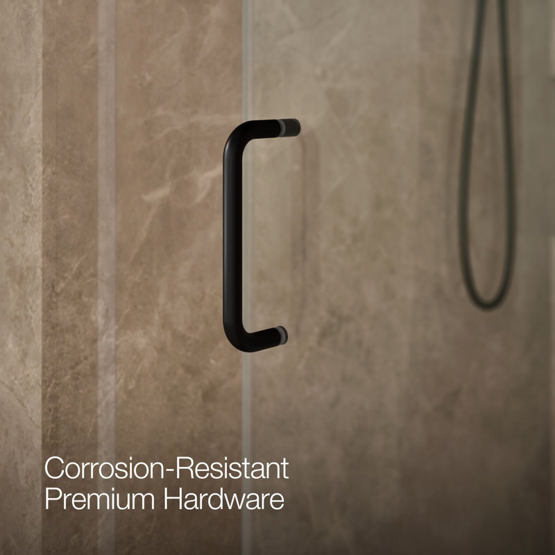Elate Sliding Shower Door, 70-1/2-In H X 56-1/4 - 59-5/8-In W, With 1/4-In Thick Crystal Clear Glass, Black/Clear