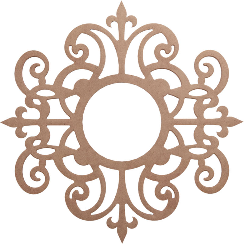 Médaillon de plafond en bois de Dijon, H 26 po x l 26 po x P 0,38 po, Bois (qualité peinture)