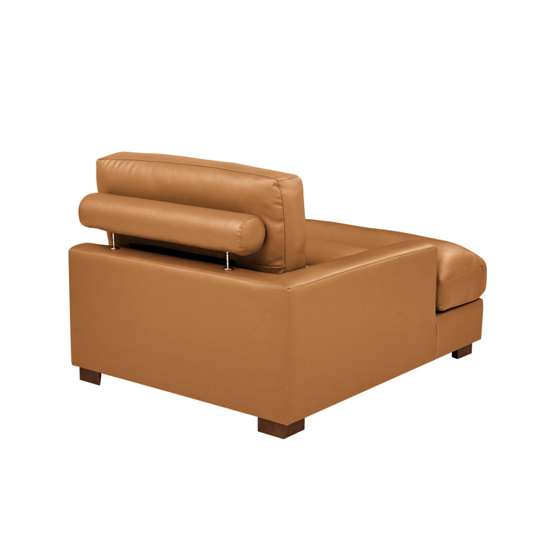 Chaise longue rembourrée Appoline, Cuir synthétique vert, Chaise longue à accoudoir gauche