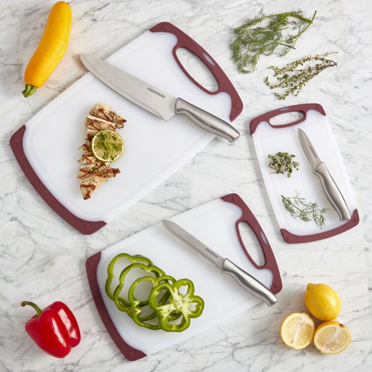 July Home Extra Thin Flexible Cutting Boards for Kitchen - Cutting Mats for Cooking Colored Cutting Mat Set with Easy-Grip Handles | Non Slip Cutting