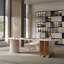 Bureau de thé ovale en pierre frittée-968555584