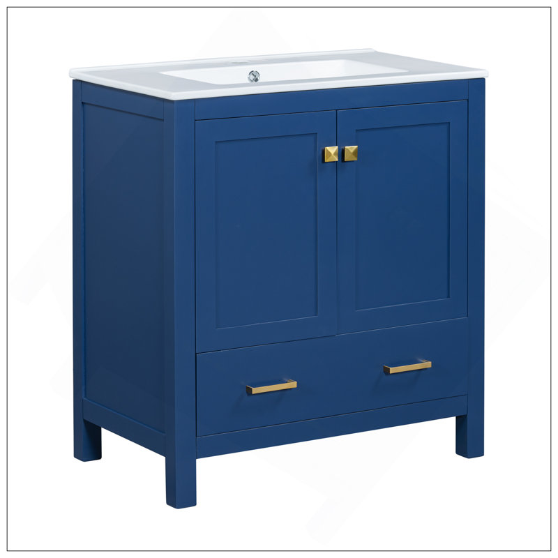 Ensemble de meuble-lavabo sophistiqué de 60 po avec lavabos doubles (séparés), lavabos doubles en céramique, tablette de rangement et tiroirs séparés (miroir non inclus) - Solution de salle de bain moderne pour salles de bain spacieuses