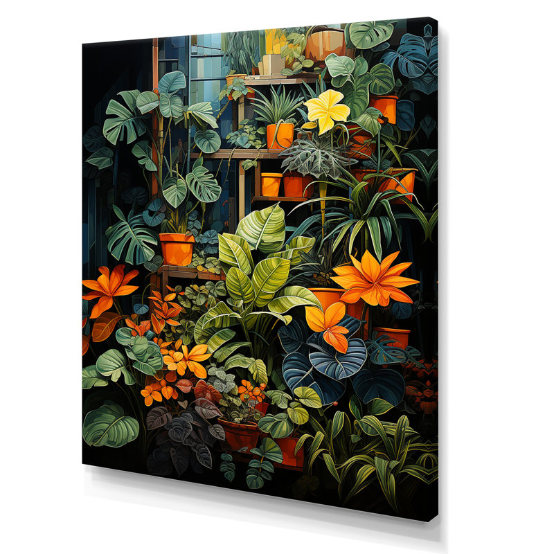 Cubiste jardin horticole II - plantes, impressions sur toile, H 44 po x l 34 po x P 1,5 po, Toile tendue