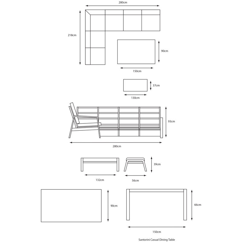 LG Outdoor Santorini dusk modular 8 person dining set