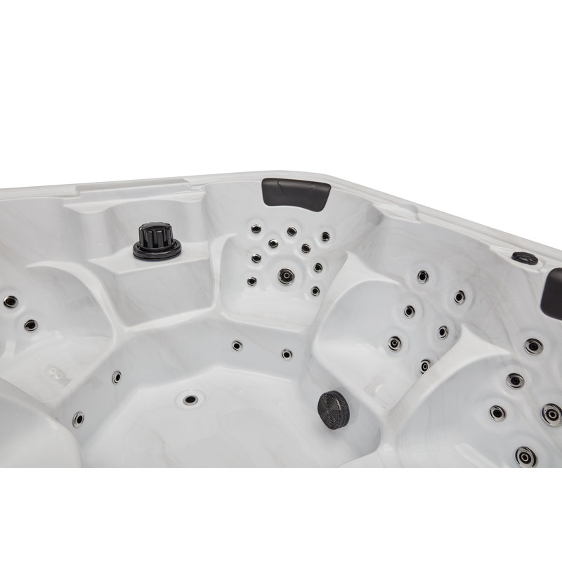 Gray Acrylic 6-Person Square Hot Tub with Ozonator