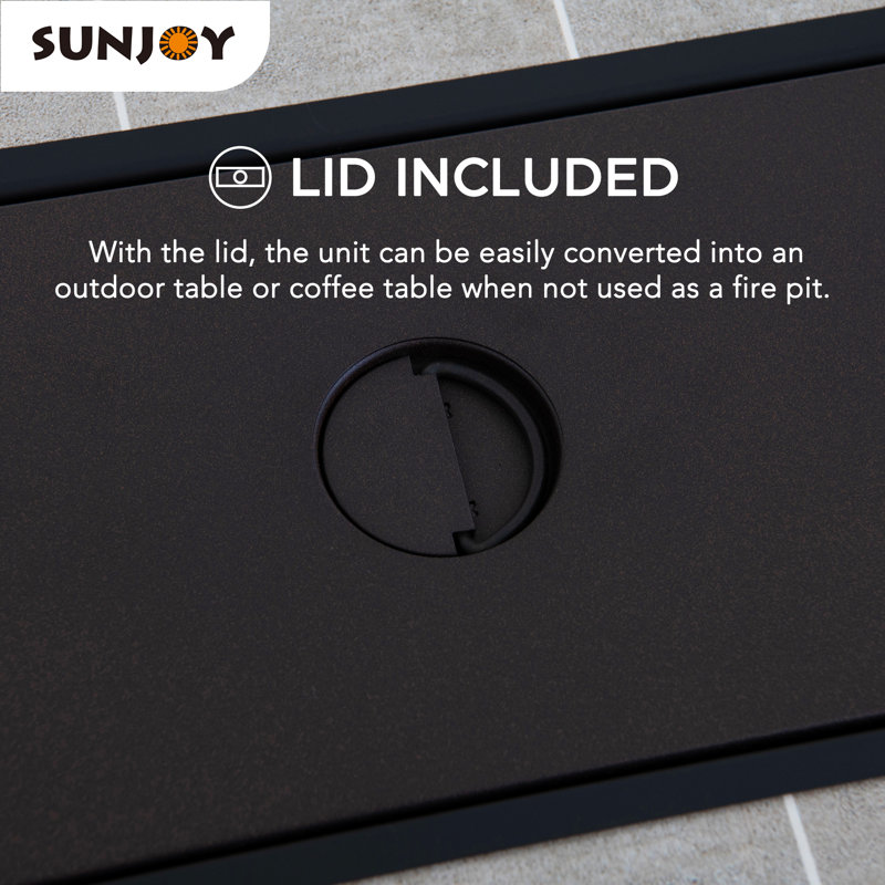 Sunjoy 44" Brown Ceramic Tile Gas Fire Pit Table