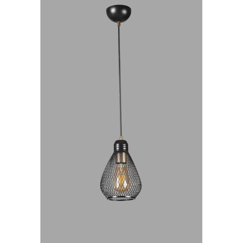 Elegant Black & Gold Chandelier, Adjustable Height, 27.6 in Total Height | Antique Coated Metal Body, 5.9 in Diameter Cap, E27 Socket (Max 40W) | Perfect for Dining Room, Living Room & Entryways, Stylish Lighting Fixture