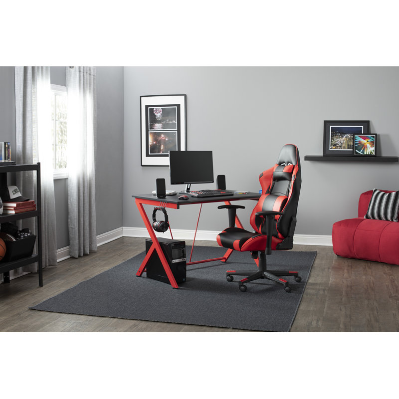 Tilly Steel Computer Desk with Built-In Electrical Outlet