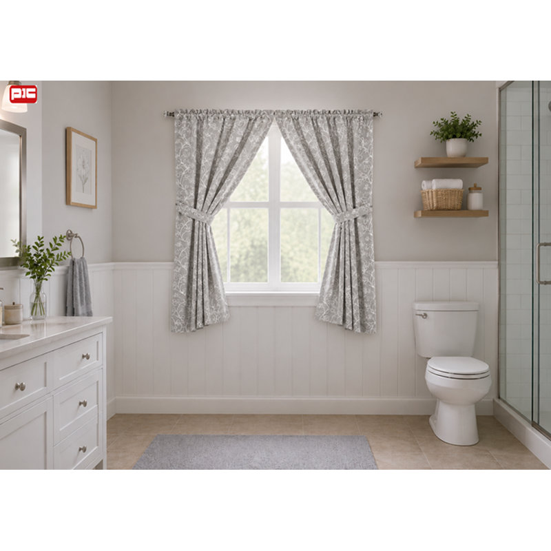 Ensemble de 2 rideaux à poches brodées, L 36 po x L 54 po, Gris