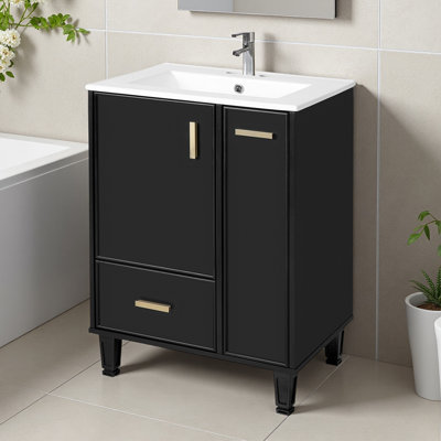 24" Vanity for Bathroom with Ceramic Sink and Drawer