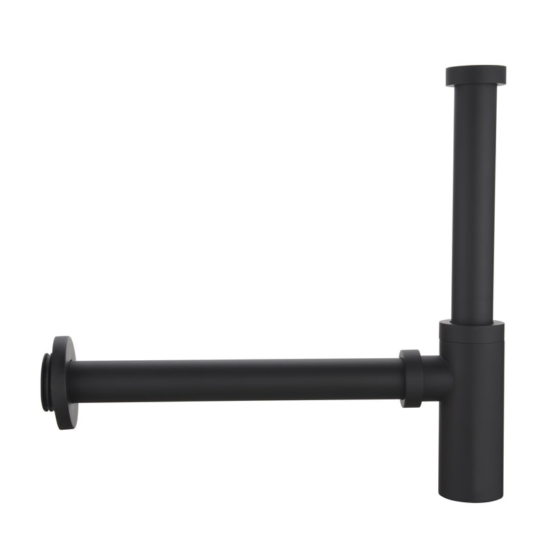 Designer 1-1/4 In. Brass Round Bottle Trap, Matte Black