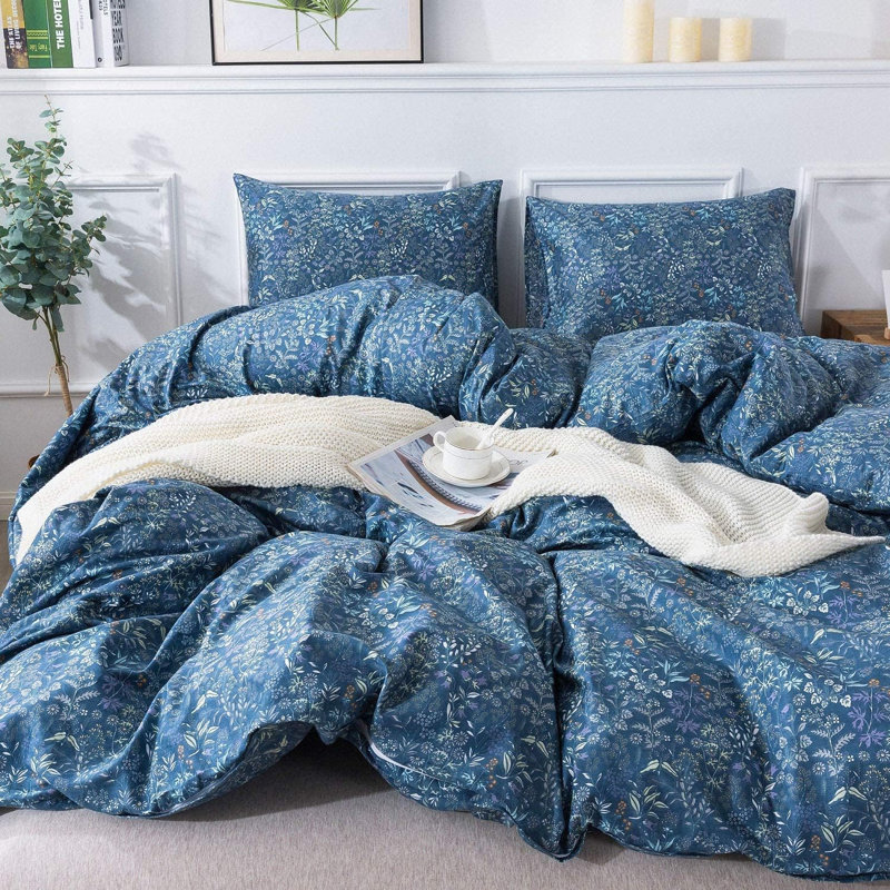 All-Season Boho Fluffy Floral Microfiber Comforter Set, Full Comforter + 2 Standard Pillowcases, Floral 14