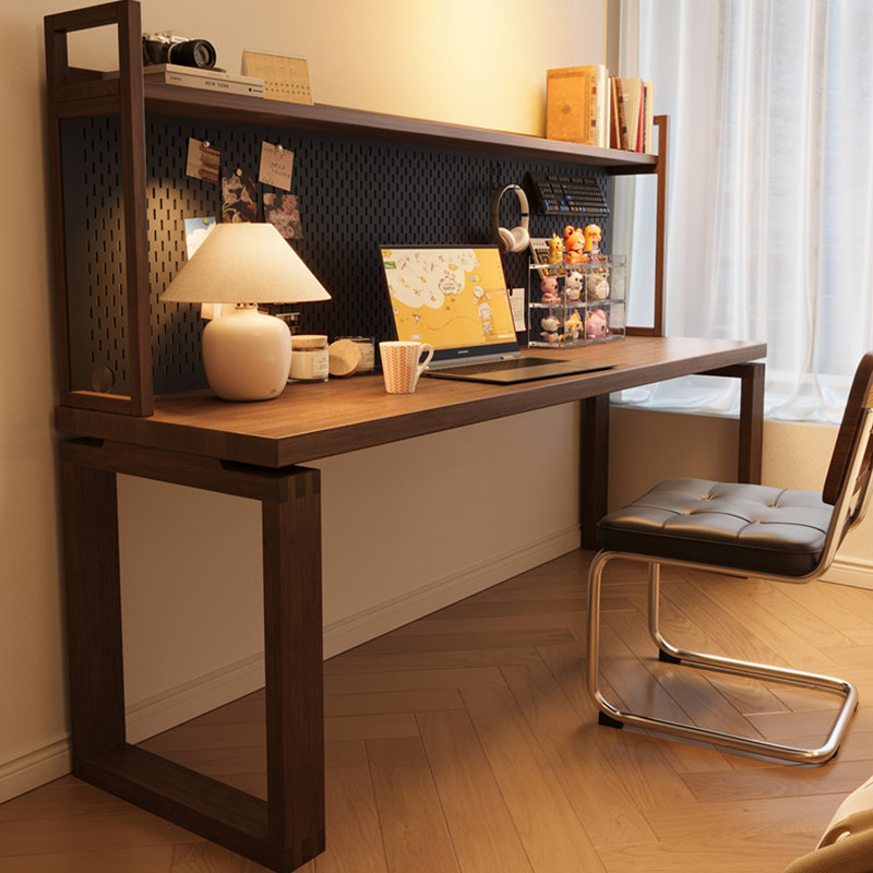 Bureau d'écriture rectangulaire en bois massif brun noisette, H 61,02 po x l 70,87 po x P 23,62 po