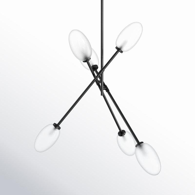 Calabe 6 - Light Dimmable Sputnik Modern Linear Chandelier, Matte Black