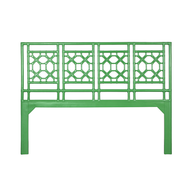 Lattice Back Open-Frame Rattan Headboard, King, Bright Green