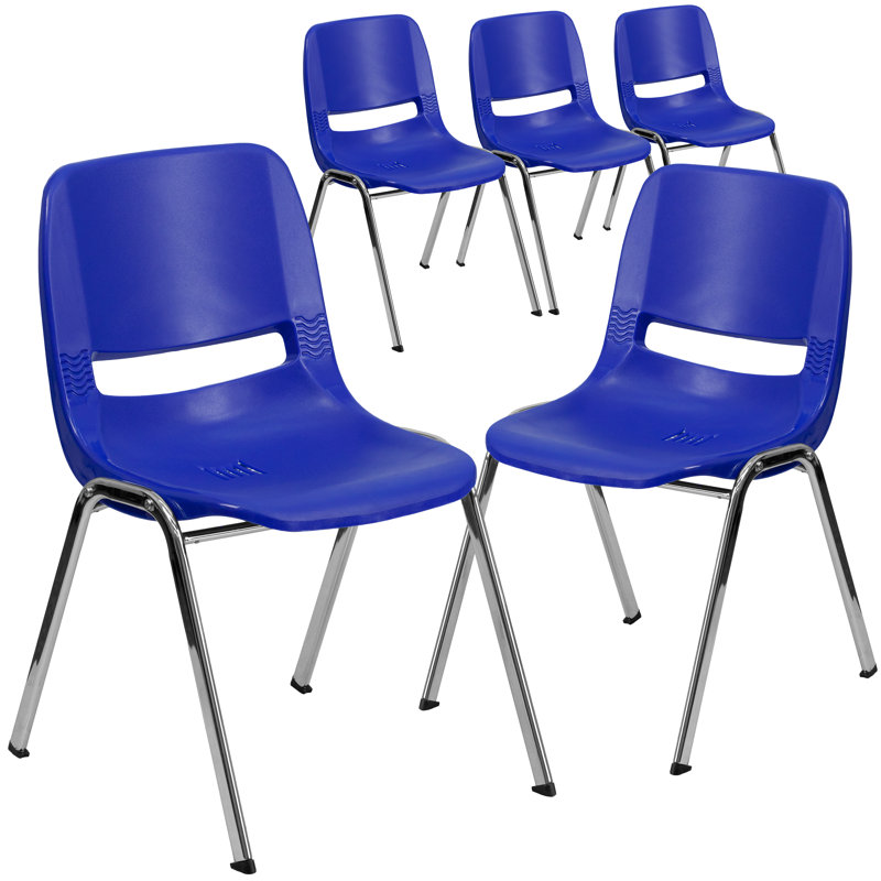 Chaise empilable ergonomique pour enfant Oliverson, Noir, Bleu, 5