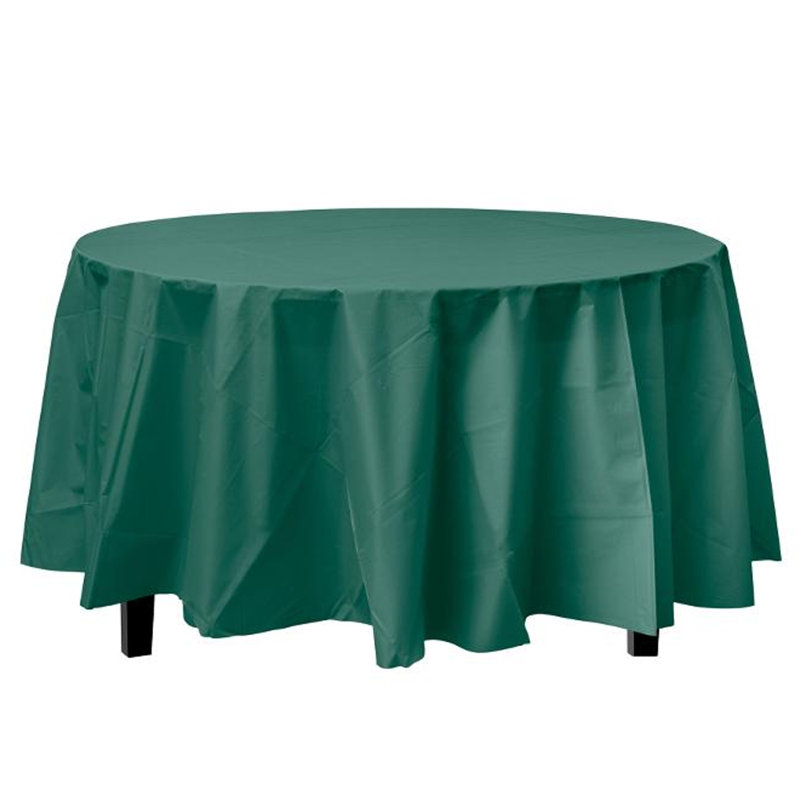 Nicole Fantini Plastic Disposable Round Tablecloth 84", Hunter Green, 8