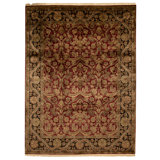 Hand Knotted Area Rug in Red And Black