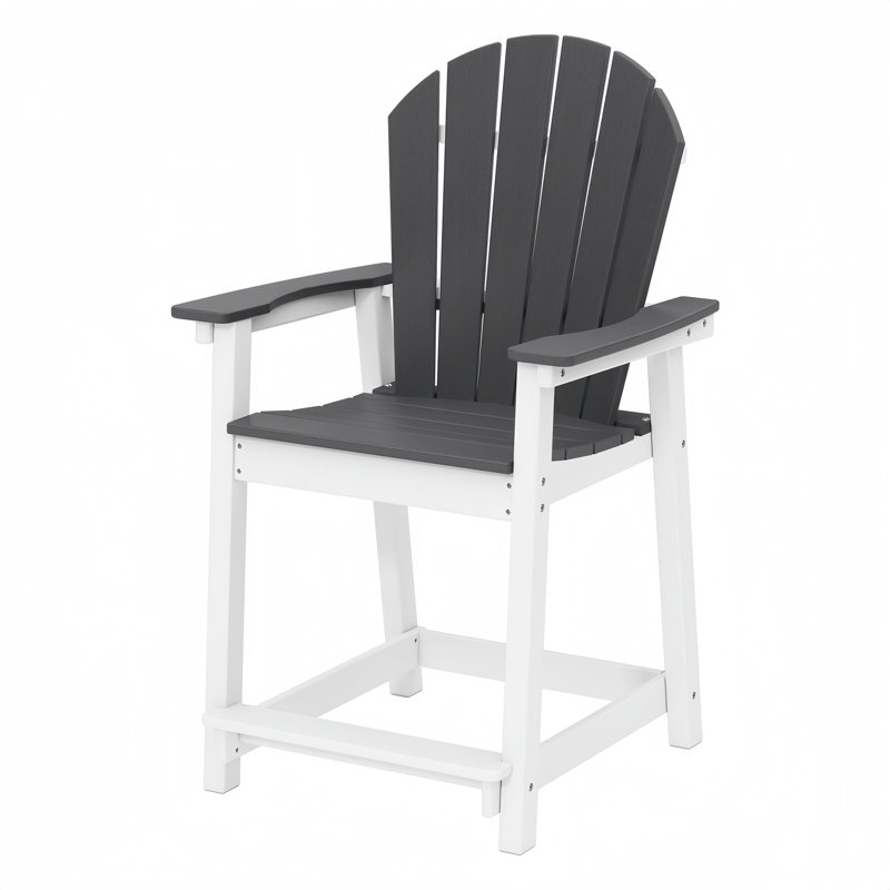 Yardgrace Tall Adirondack Chair - All-Weather Hdpe Bar Height Stool, Gray/White