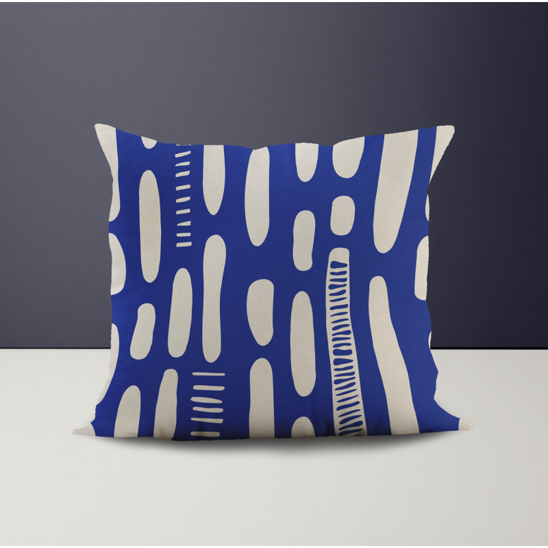 Jeté carré en polyester intérieur / extérieur, L 17 po x H 17 po, Bleu marine