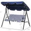 Balancelle de patio bleu foncé 3 Coussin amovible. Fabrication en acier. Auvent réglable pour le jardin, la cour. Profitez du plein air. Capacité de charge de 440 lb. L 67,75 po x P 43,25 po x H 60,25 po.