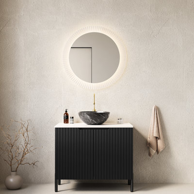 Meuble-lavabo de 30 po, vasque en pierre noire, plateau fritté, armoire de style français, portes doubles, mécanisme de fermeture en douceur, meuble-lavabo à usage moderne, lavabo, rangement à deux portes, système, décoration