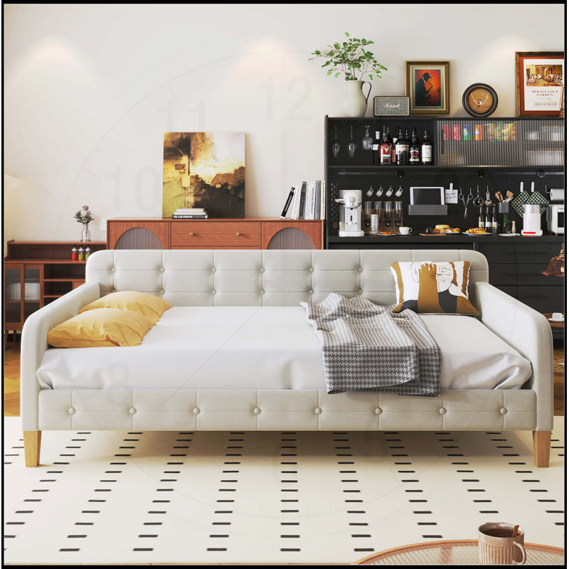  Velvet Upholstered Daybed with 4 Support Legs, Perfect for Modern and Versatile Use, Full/Double, Pink