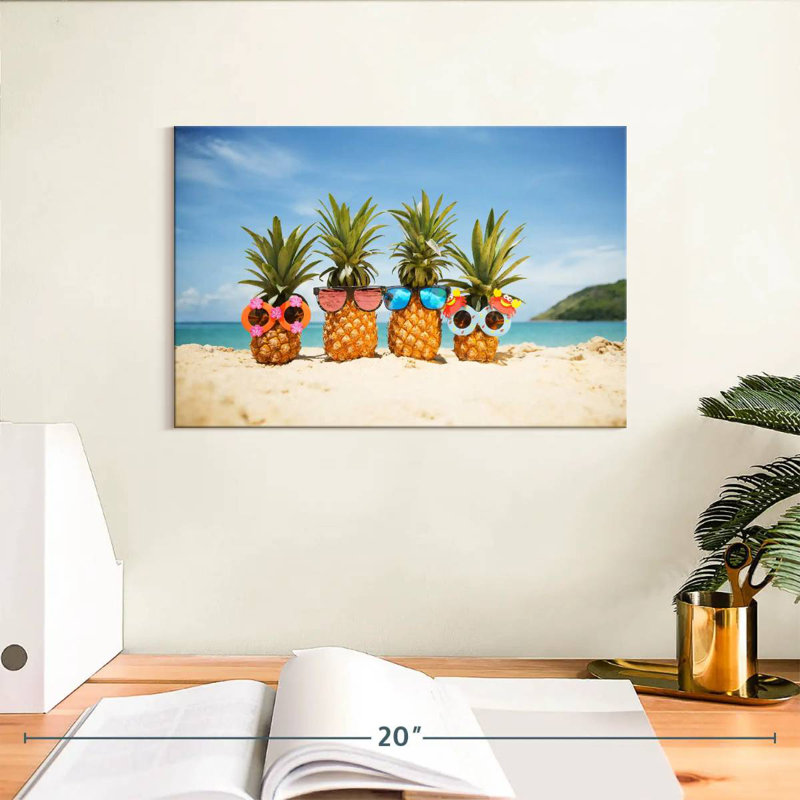 Yarlin Summer Beach Pineapples, 8" H x 12" W