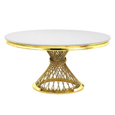 Table de salle à manger Fallon, plateau et miroir doré