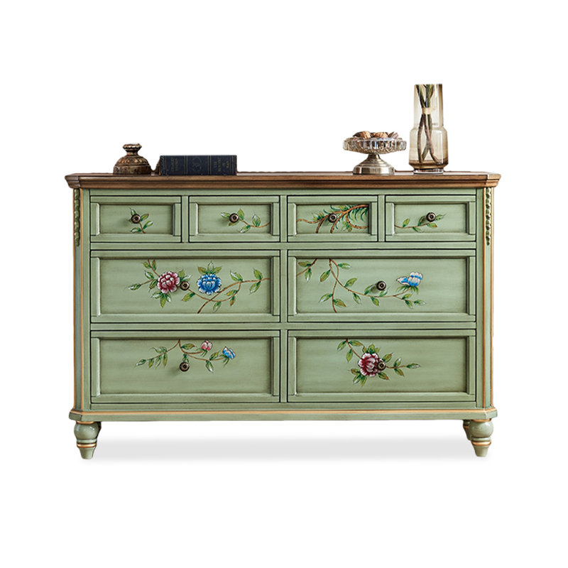 Green Solid Wood Accent Cabinet, Green
