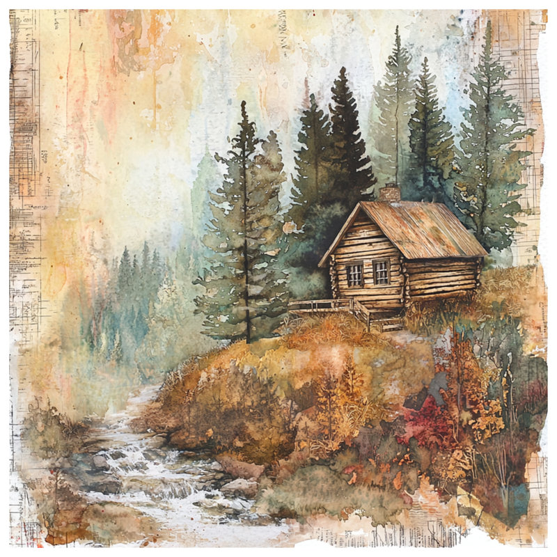 Rustic Cabin Forest Wall Tapestry - Cabin Wall Decor, 104in H x88 with 4 Grommets