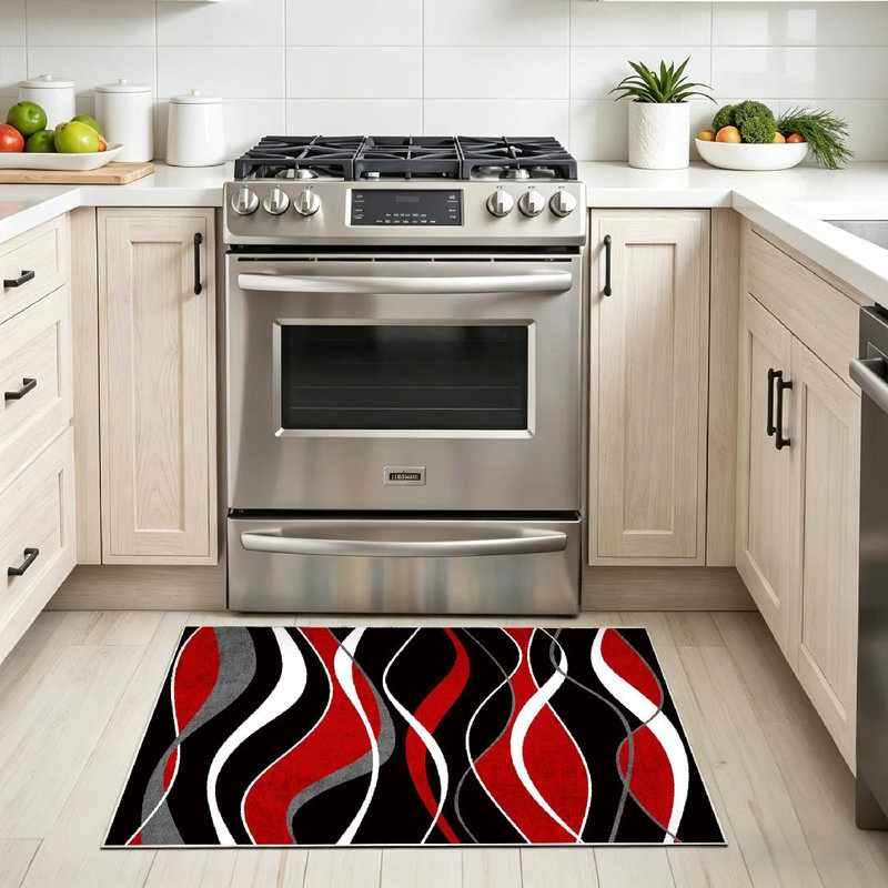 Tapis intérieur rouge lavé à la machine, Rouge